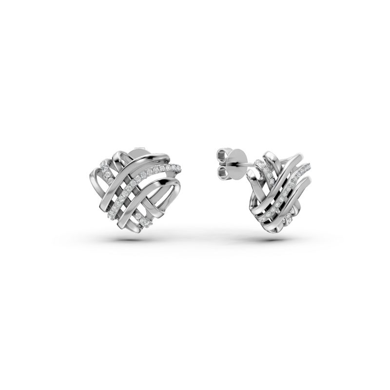 Cercei stud din aur alb cu diamante de 0.127ct
