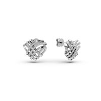 Cercei stud din aur alb cu diamante de 0.127ct
