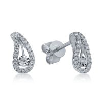 Cercei stud din aur alb cu diamante de 0.18ct