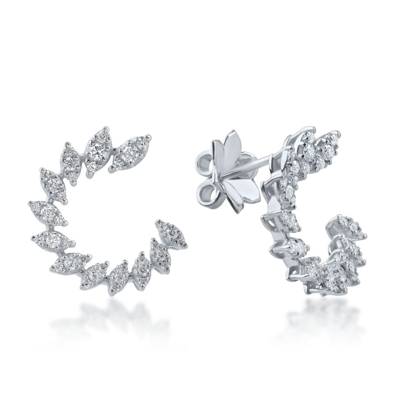 Cercei stud din aur alb cu diamante de 0.84ct