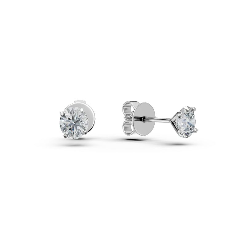 Cercei stud din aur alb cu diamante de 1ct