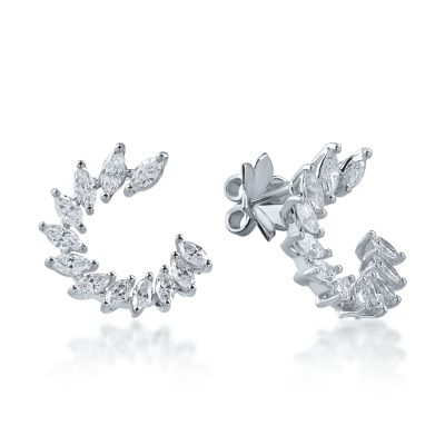 Cercei stud din aur alb cu diamante marquise de 1.4ct