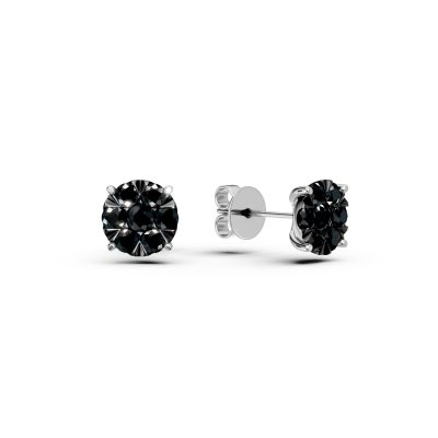 Cercei stud din aur alb cu diamante microsetting negre de 0.6ct