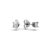 Cercei stud din aur alb cu diamante princess de 0.2ct