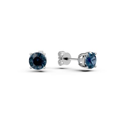Cercei stud din aur alb cu topaze london blue de 2.07ct