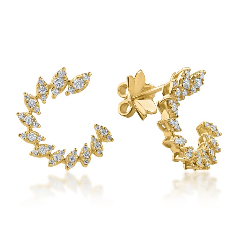 Cercei stud din aur galben cu diamante de 0.84ct