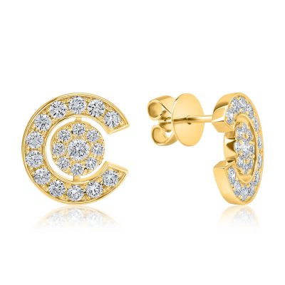 Cercei stud din aur galben cu diamante de 2.09ct