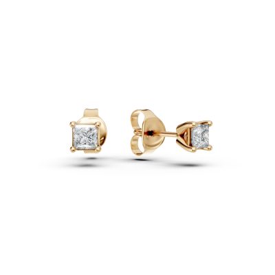 Cercei stud din aur galben cu diamante princess de 0.2ct