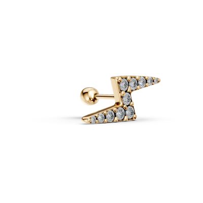 Cercel piercing din aur galben cu diamante de 0.082ct