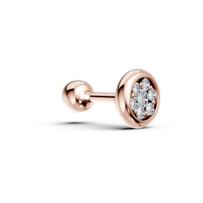 Cercel piercing din aur roz cu diamante de 0.045ct