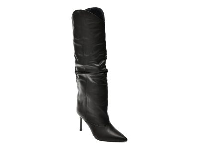 Cizme elegante EPICA negre, H676, din piele naturala