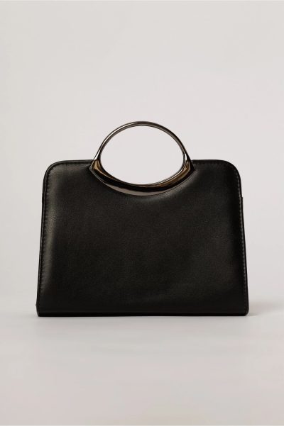 Clutch elegant negru din piele ecologica cu design modern