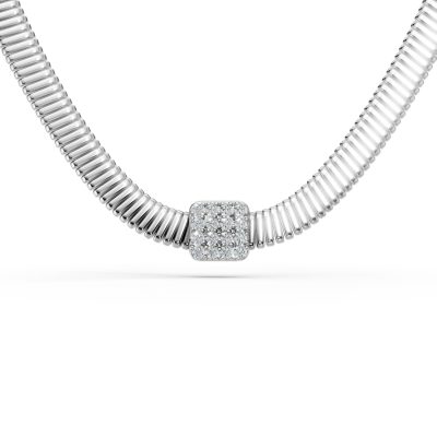 Colier din aur alb cu diamante de 0.19ct