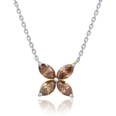 Colier din aur alb cu diamante maro marquise de 1.49ct