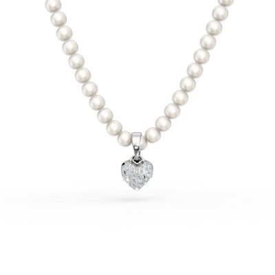 Colier din aur alb cu perle de cultura de 41.9ct si diamante de 0.19ct