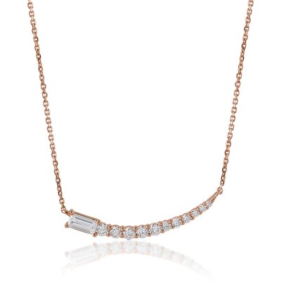 Colier din aur roz cu diamante baguette si rotunde de 0.54ct