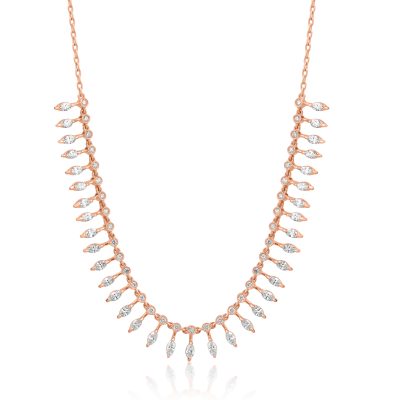 Colier din aur roz cu diamante marquise si rotunde de 2.01ct