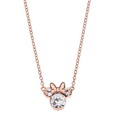 Colier Disney Minnie Mouse - Argint 925 placat cu Aur Roz si Cristal