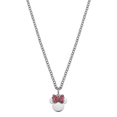 Colier Disney Minnie Mouse fundita cu cristale - Otel Medical Inoxidabil si Cristale Roz