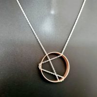 Colier geometric - Pandantiv inel - Lantisor din Argint 925 si pandantiv din Argint 925 placat cu Aur Roz 18K - Inchizatoare carabina