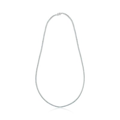 Colier tennis din aur alb cu diamante albastre de 1.8ct