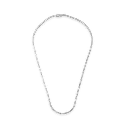 Colier tennis din aur alb cu diamante de 0.95ct