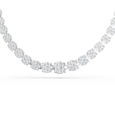 Colier tennis din aur alb cu diamante de 3ct