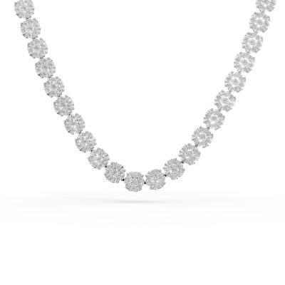 Colier tennis din aur alb cu diamante de 3ct