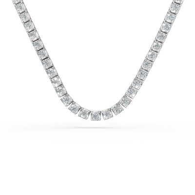Colier tennis din aur alb cu diamante de 4.9ct