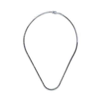Colier tennis din aur alb cu diamante negre de 1.6ct