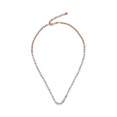 Colier tennis din aur roz cu diamante de 6.69ct