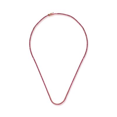 Colier tennis din aur roz cu rubine de 5.48ct