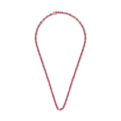 Colier tennis din aur roz cu rubine marquise de 17.2ct si diamante de 0.8ct
