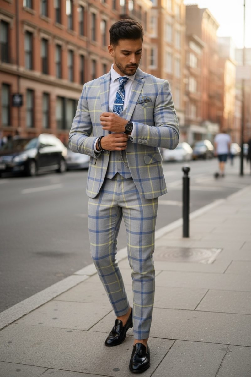 Costum barbati slim fit (PANTALONI + VESTA)  5379 i15-4.2