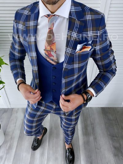Costum barbati slim fit + Vesta B4219 D3-2.2