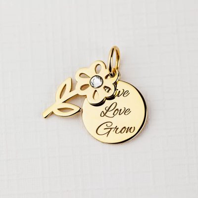 ELM Charm - Banut si floare - Argint 925 placat cu Aur Galben 18K