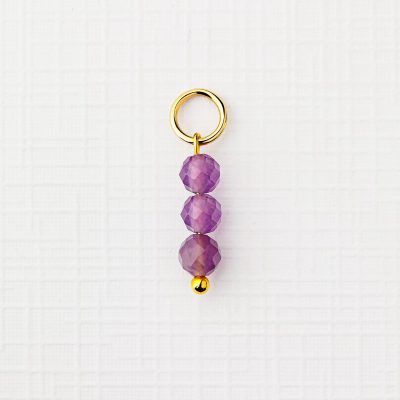 ELM Charm - Sirag 3 Ametist fatetat - Argint 925 placat cu Aur Galben 18K
