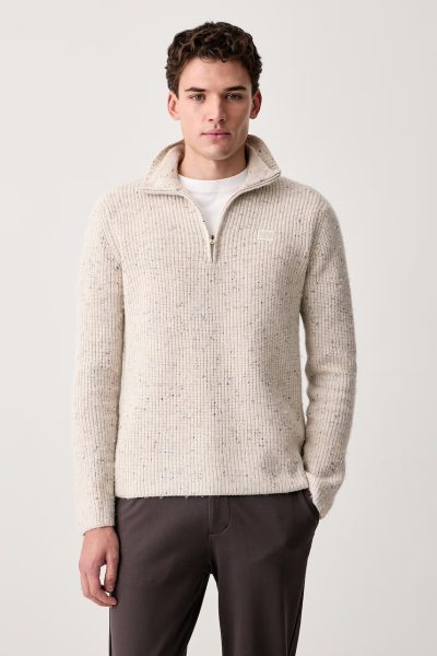 G-Star  maletă pentru bărbați cu amestec de lână Double collar half zip
