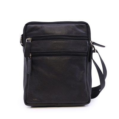 Geantă crossbody bărbați Benvenuti neagră din piele 263BGEA6533N