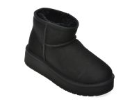 Ghete EMU negre, STINGER MICRO FLATFORM, din piele intoarsa