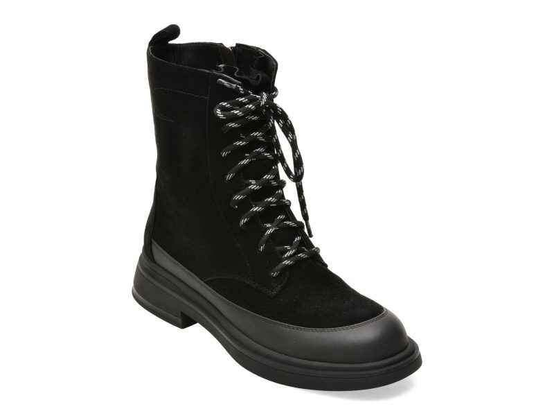 Ghete EPICA negre, 4F2591, din piele intoarsa