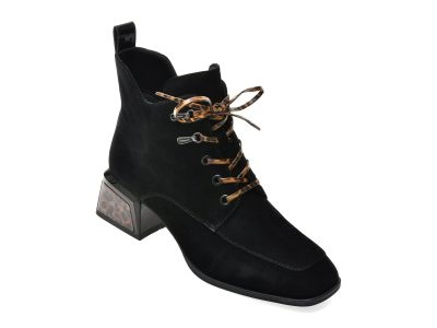 Ghete EPICA negre, 5R360, din piele intoarsa