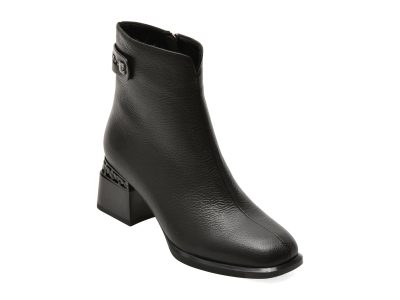 Ghete EPICA negre, RA2863, din piele naturala
