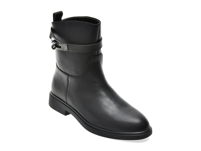 Ghete EPICA negre, T1586A, din piele naturala