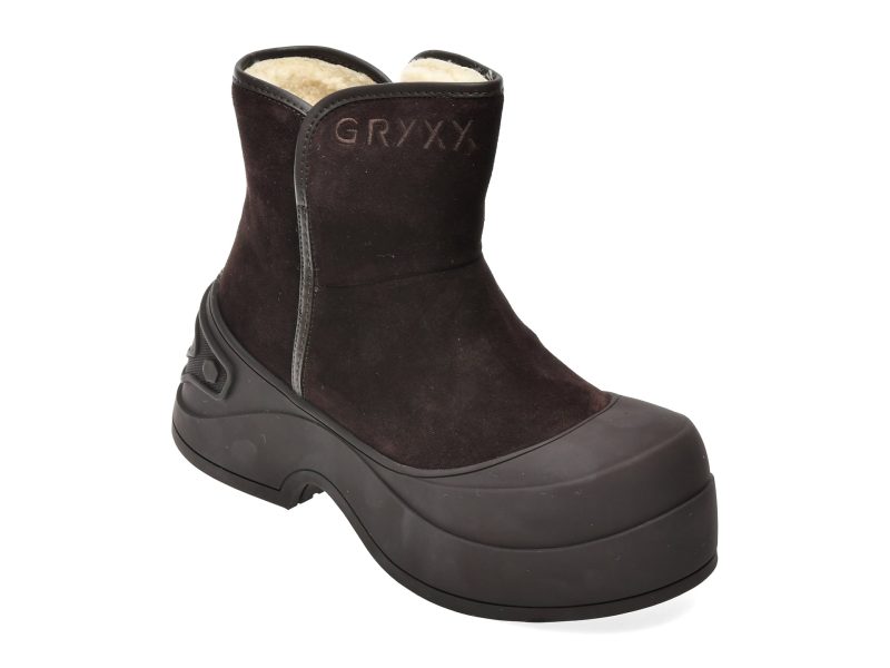 Ghete GRYXX maro, 9832, din piele intoarsa