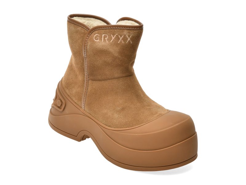 Ghete GRYXX maro, 9832, din piele intoarsa