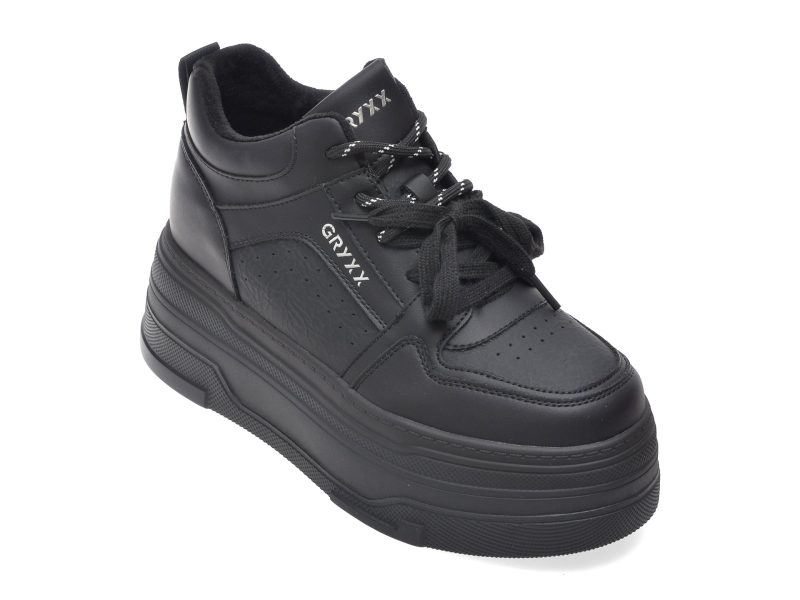 Ghete GRYXX negre, 5710, din piele naturala