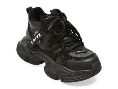 Ghete GRYXX negre, 75618, din piele ecologica