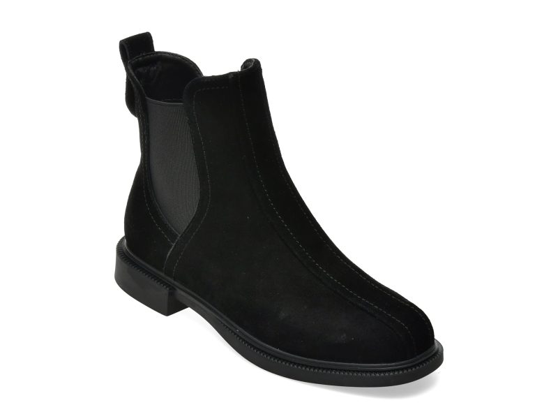 Ghete IMAGE negre, 39712, din piele intoarsa