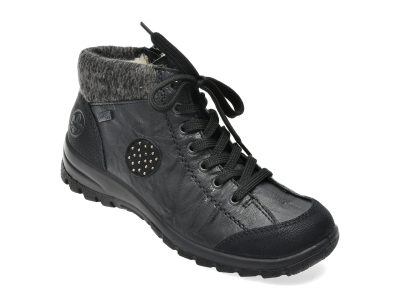 Ghete RIEKER negre, L7110, din piele naturala